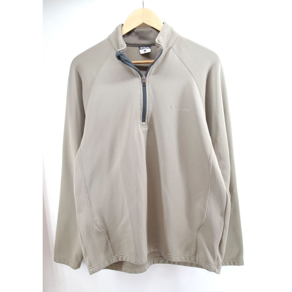 Columbia Fleece Lined Beige 1/4 Zip Pullover‎ Jacket Mens XL